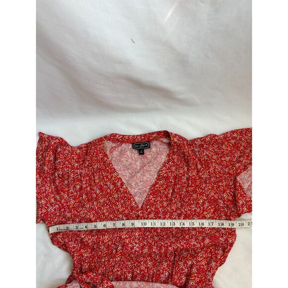 Ivy Street Red Floral Pleated Fit n Flare Dress Size 10 Belted Romantic Date - Picture 8 of 9